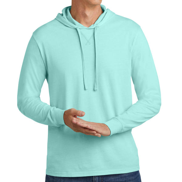 AllMade Unisex Mineral Dye Organic Cotton Hoodie Tee, Saltwater Blue, Front view