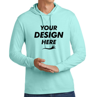 AllMade Unisex Mineral Dye Organic Cotton Hoodie Tee, Saltwater Blue, Front view, Mockup