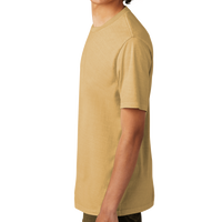 AllMade Unisex Mineral Dye Organic Cotton Tee, Golden Wheat, Left Sleeve view