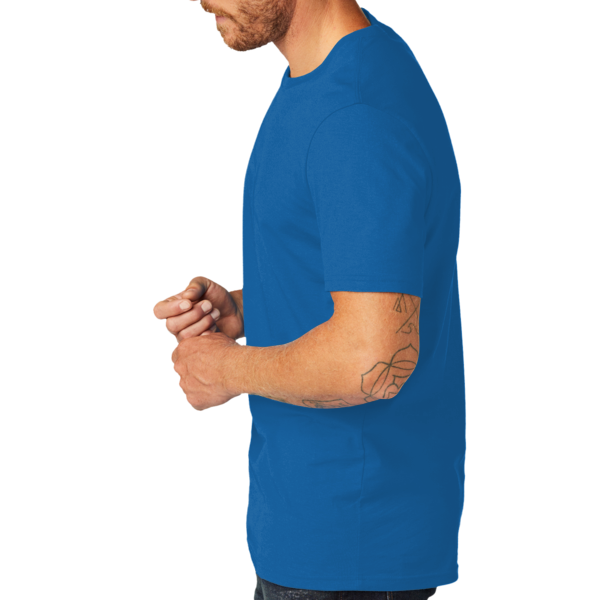 AllMade Unisex Organic Cotton Tee, Beacon Blue, Left Sleeve view