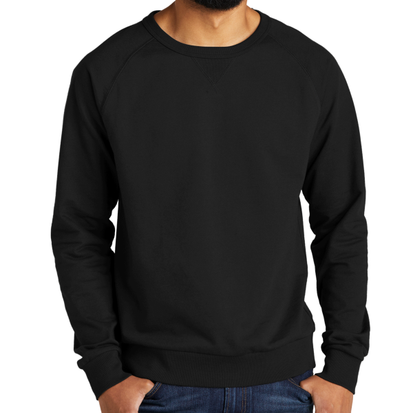 AllMade Unisex Organic French Terry Crewneck Sweatshirt, Deep Black, Front view