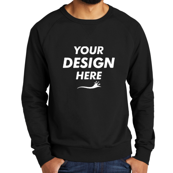 AllMade Unisex Organic French Terry Crewneck Sweatshirt, Deep Black, Front view, Mockup