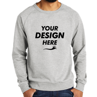 AllMade Unisex Organic French Terry Crewneck Sweatshirt, Granite Grey Heather, Front view, Mockup