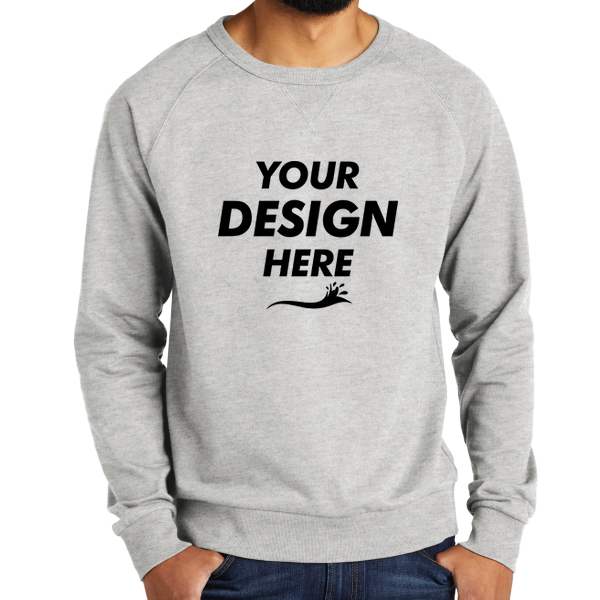 AllMade Unisex Organic French Terry Crewneck Sweatshirt, Granite Grey Heather, Front view, Mockup
