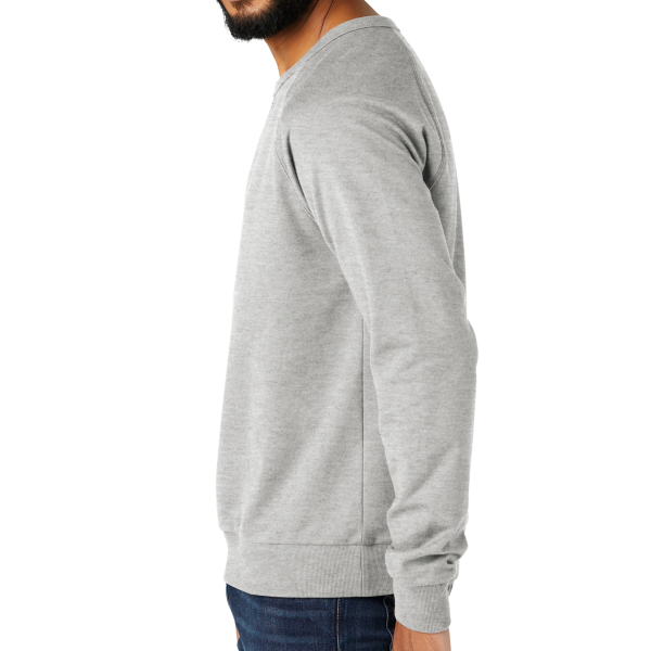 AllMade Unisex Organic French Terry Crewneck Sweatshirt, Granite Grey Heather, Left Sleeve view