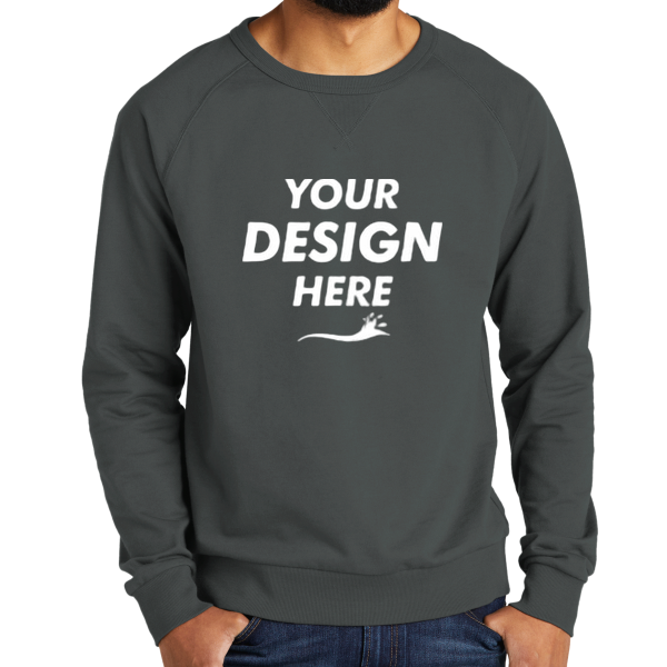 AllMade Unisex Organic French Terry Crewneck Sweatshirt, Terrain Grey, Front view, Mockup