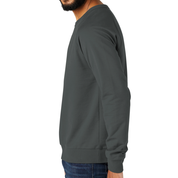 AllMade Unisex Organic French Terry Crewneck Sweatshirt, Terrain Grey, Left Sleeve view