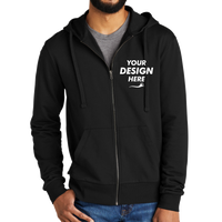 AllMade Unisex Organic French Terry Full Zip Hoodie, Deep Black, Front view, Mockup