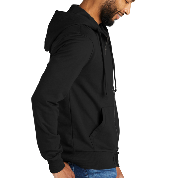 AllMade Unisex Organic French Terry Full Zip Hoodie, Deep Black, Right Sleeve view