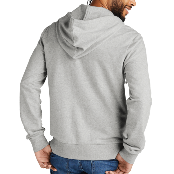 AllMade Unisex Organic French Terry Full Zip Hoodie, Granite Grey Heather, Back view