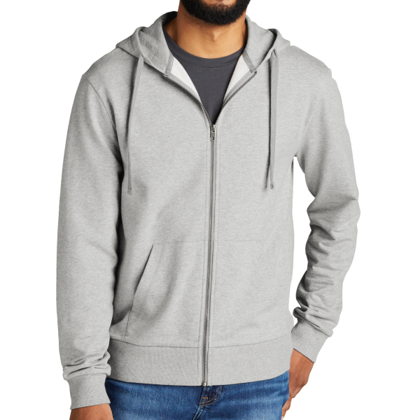 AllMade Unisex Organic French Terry Full Zip Hoodie, Granite Grey Heather, Front view