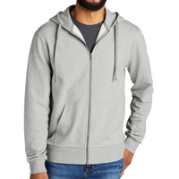 AllMade Unisex Organic French Terry Full Zip Hoodie, Granite Grey Heather, Front view