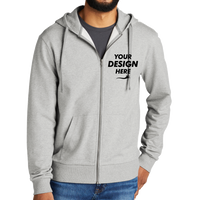 AllMade Unisex Organic French Terry Full Zip Hoodie, Granite Grey Heather, Front view, Mockup