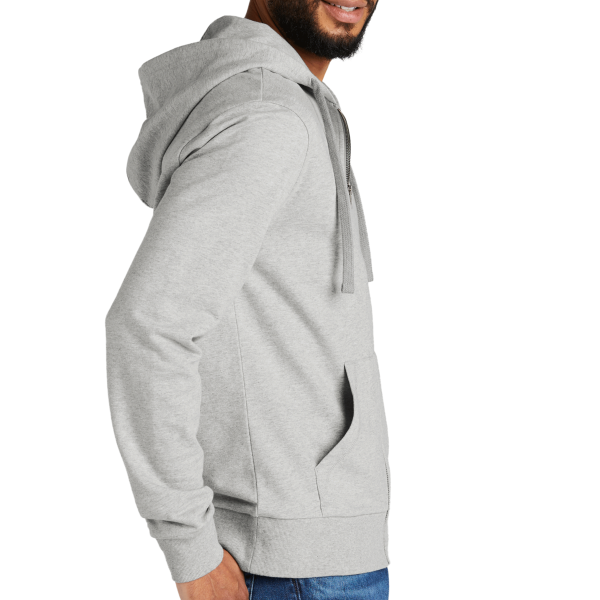 AllMade Unisex Organic French Terry Full Zip Hoodie, Granite Grey Heather, Right Sleeve view