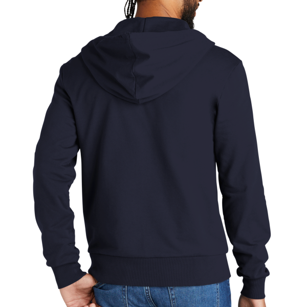 AllMade Unisex Organic French Terry Full Zip Hoodie, Night Sky Navy, Back view