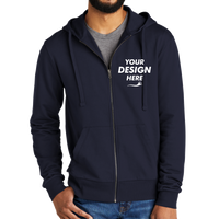 AllMade Unisex Organic French Terry Full Zip Hoodie, Night Sky Navy, Front view, Mockup