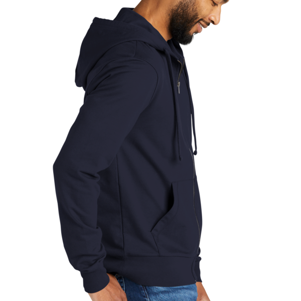 AllMade Unisex Organic French Terry Full Zip Hoodie, Night Sky Navy, Right Sleeve view