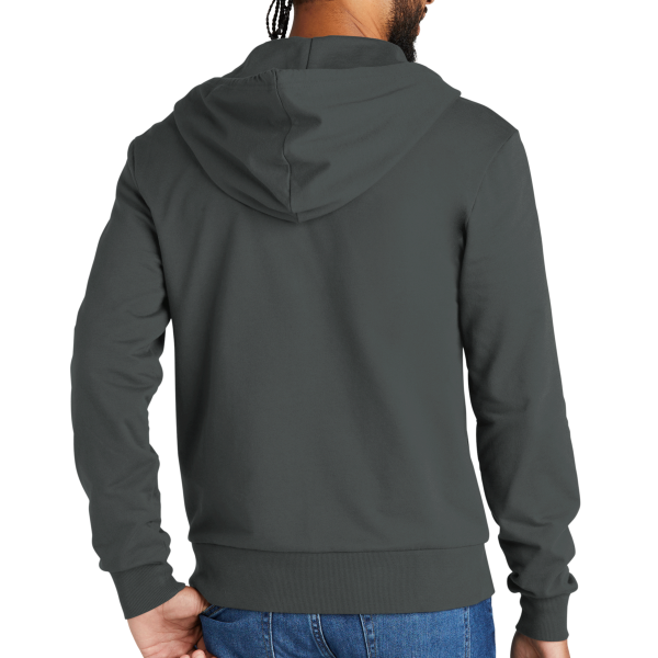 AllMade Unisex Organic French Terry Full Zip Hoodie, Terrain Grey, Back view