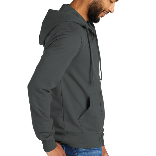 AllMade Unisex Organic French Terry Full Zip Hoodie, Terrain Grey, Right Sleeve view