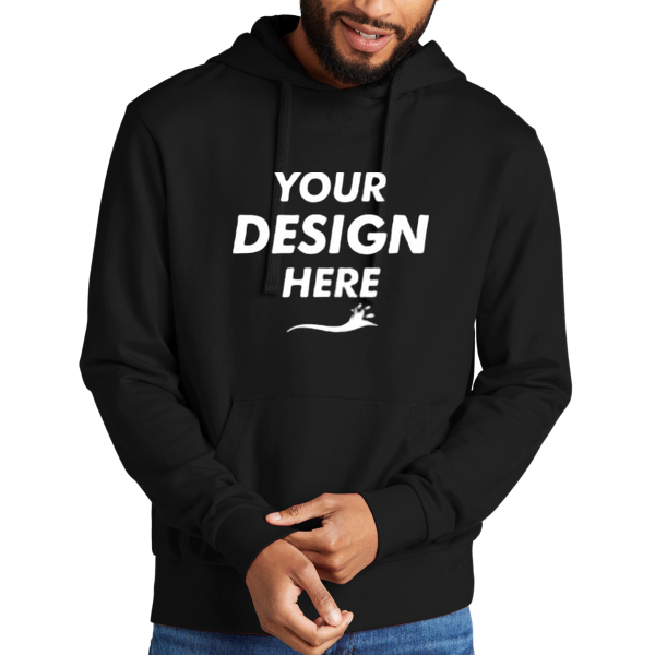 AllMade Unisex Organic French Terry Pullover Hoodie, Deep Black, Front view, Mockup