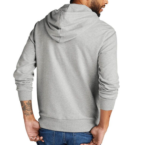 AllMade Unisex Organic French Terry Pullover Hoodie, Granite Grey Heather, Back view