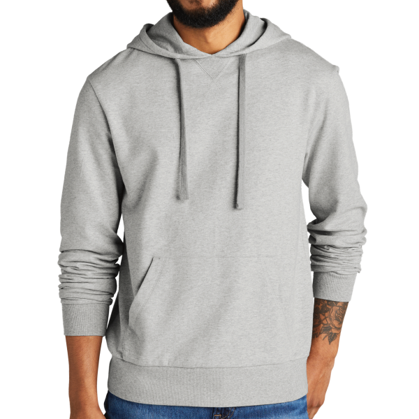 AllMade Unisex Organic French Terry Pullover Hoodie, Granite Grey Heather, Front view