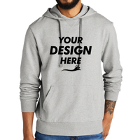 AllMade Unisex Organic French Terry Pullover Hoodie, Granite Grey Heather, Front view, Mockup