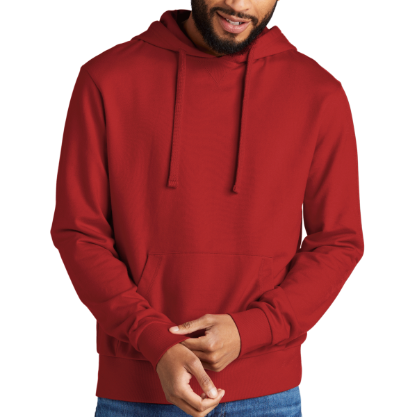 AllMade Unisex Organic French Terry Pullover Hoodie, Revolution Red, Front view