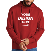 AllMade Unisex Organic French Terry Pullover Hoodie, Revolution Red, Front view, Mockup