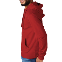 AllMade Unisex Organic French Terry Pullover Hoodie, Revolution Red, Left Sleeve view