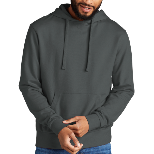 AllMade Unisex Organic French Terry Pullover Hoodie, Terrain Grey, Front view