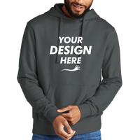 AllMade Unisex Organic French Terry Pullover Hoodie, Terrain Grey, Front view, Mockup