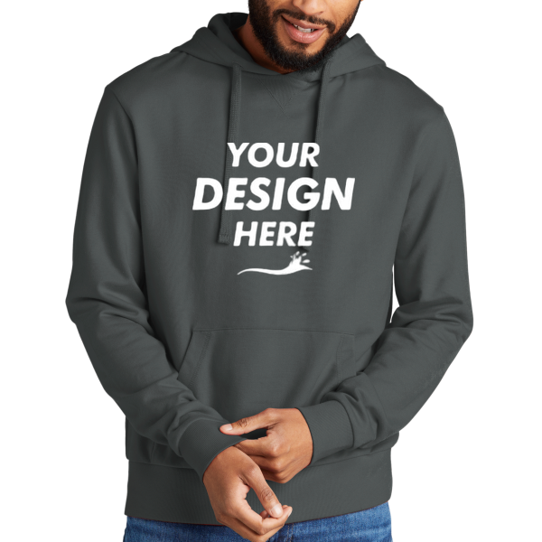 AllMade Unisex Organic French Terry Pullover Hoodie, Terrain Grey, Front view, Mockup