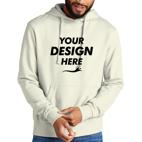 AllMade Unisex Organic French Terry Pullover Hoodie, White Sand, Front view, Mockup
