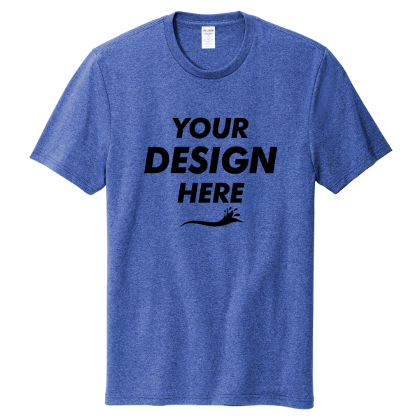 AllMade Unisex Recycled Blend Tee, Reused Royal Heather, Front view, Mockup