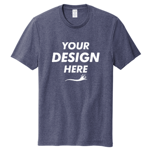 AllMade Unisex Recycled Blend Tee, Salvaged Navy Heather, Front view, Mockup
