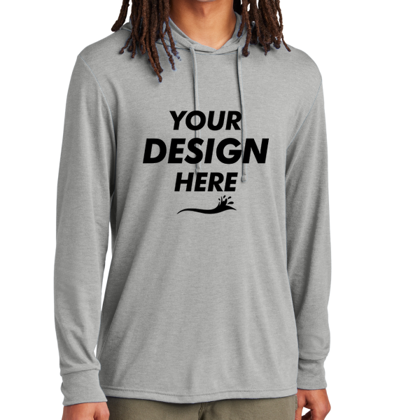 AllMade Unisex Tri Blend Hoodie Tee, Aluminum Grey, Front view, Mockup