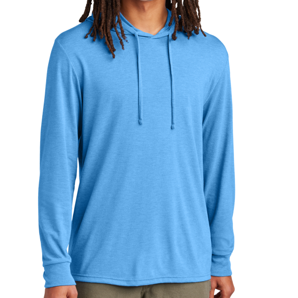 AllMade Unisex Tri Blend Hoodie Tee, Azure Blue, Front view