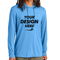 AllMade Unisex Tri Blend Hoodie Tee, Azure Blue, Front view, Mockup