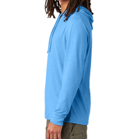 AllMade Unisex Tri Blend Hoodie Tee, Azure Blue, Left Sleeve view