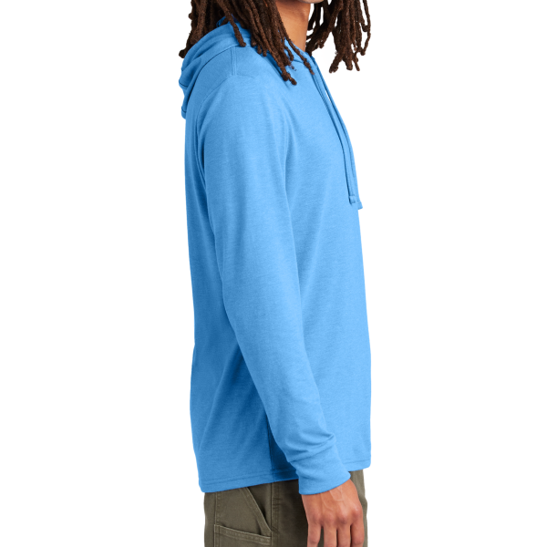 AllMade Unisex Tri Blend Hoodie Tee, Azure Blue, Right Sleeve view