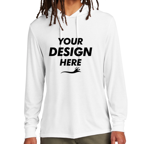 AllMade Unisex Tri Blend Hoodie Tee, Bright White, Front view, Mockup