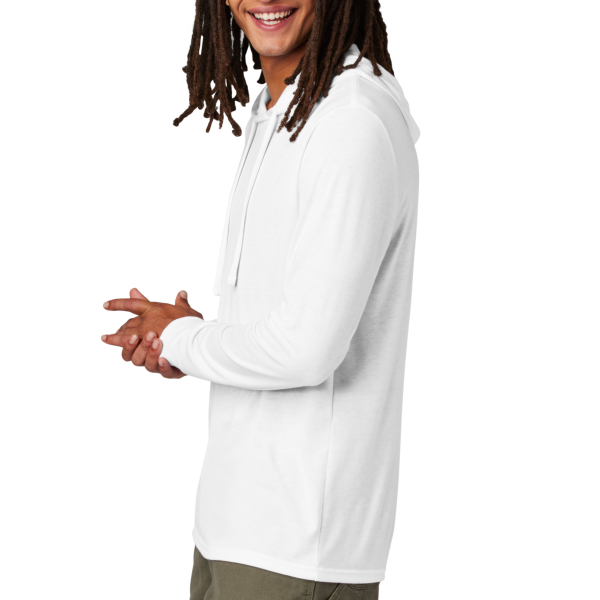 AllMade Unisex Tri Blend Hoodie Tee, Bright White, Left Sleeve view