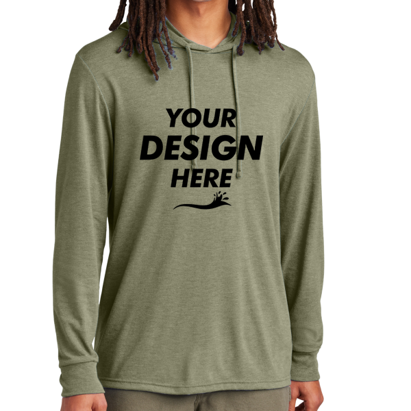 AllMade Unisex Tri Blend Hoodie Tee, Olive You Green, Front view, Mockup