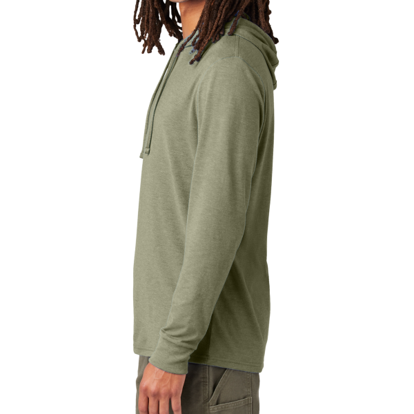 AllMade Unisex Tri Blend Hoodie Tee, Olive You Green, Left Sleeve view