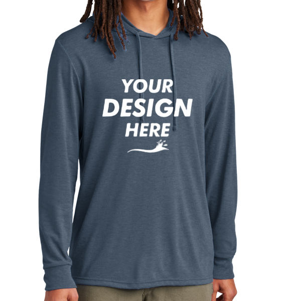AllMade Unisex Tri Blend Hoodie Tee, Rebel Blue, Front view, Mockup