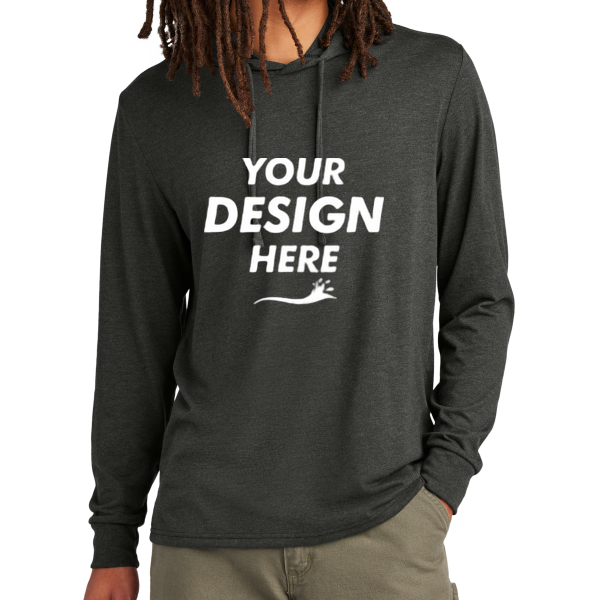 AllMade Unisex Tri Blend Hoodie Tee, Space Black, Front view, Mockup