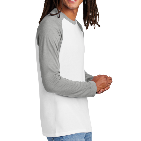 AllMade Unisex Tri Blend Long Sleeve Colorblock Raglan, Aluminum Grey / Bright White, Right Sleeve view