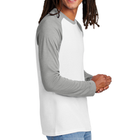 AllMade Unisex Tri Blend Long Sleeve Colorblock Raglan, Aluminum Grey / Bright White, Right Sleeve view