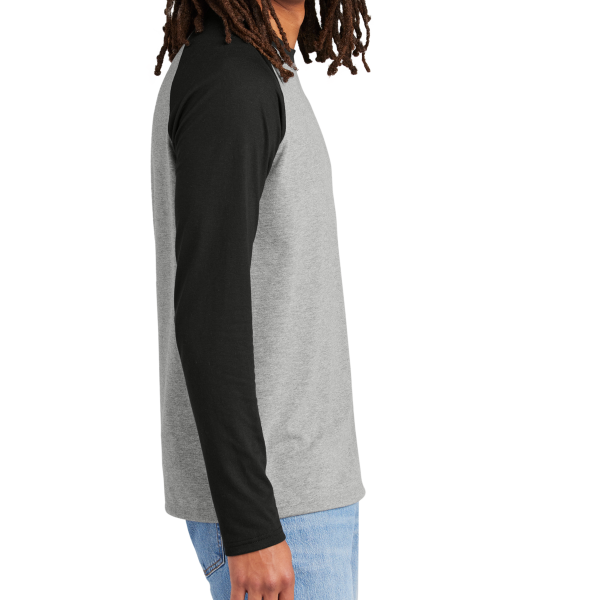 AllMade Unisex Tri Blend Long Sleeve Colorblock Raglan, Deep Black / Aluminum Grey, Right Sleeve view